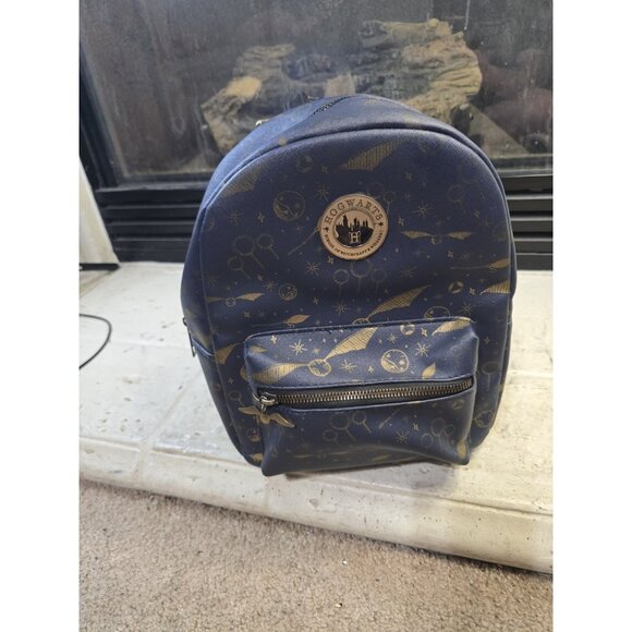 Harry Potter Quidditch Navy Gold Golden Snitch Broom Bioworld Mini Backpack - Picture 1 of 9